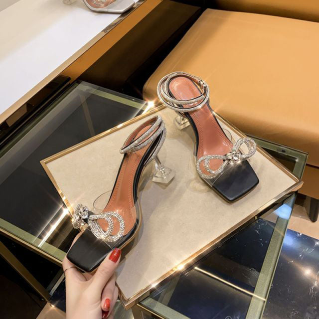 Square Toe Rhinestone Sandals