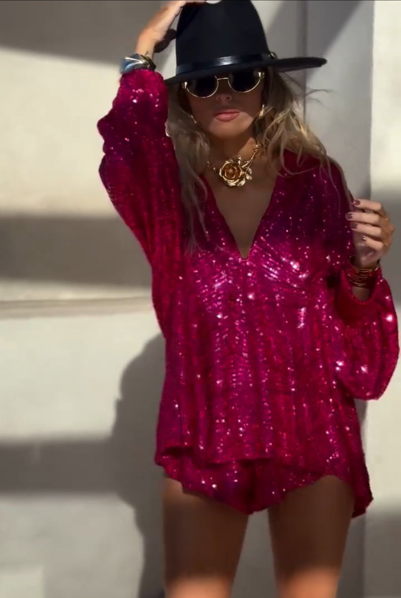 Chic Sequin Tassel Shirt Shorts Set