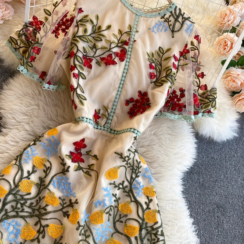 Margot Mesh Embroidery Dress