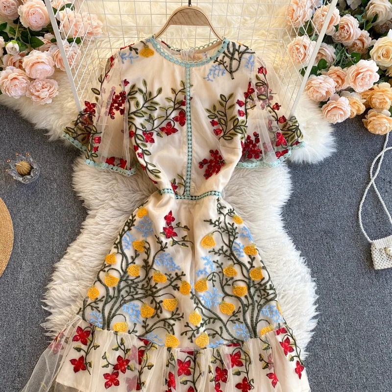 Margot Mesh Embroidery Dress