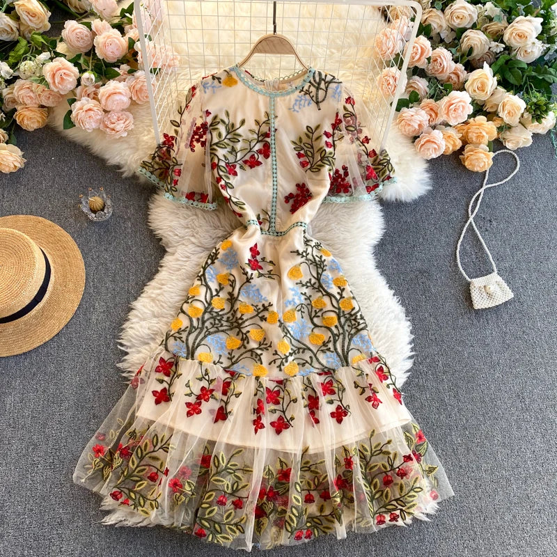 Margot Mesh Embroidery Dress