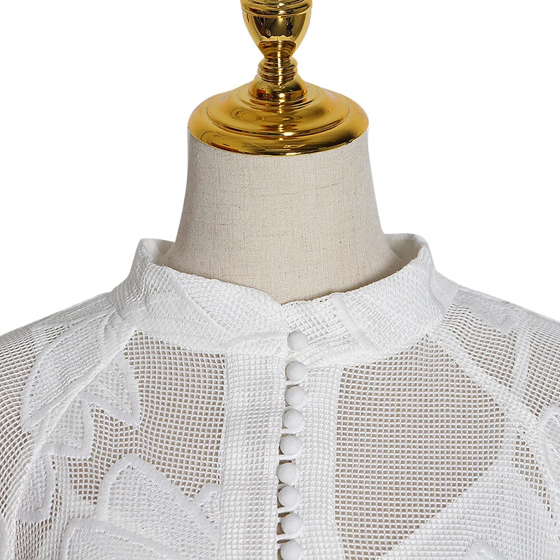 SImona White Dress with Long Sleeves