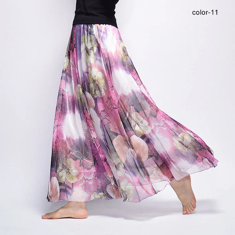 BOHO Floral Print Chiffon Long Skirt