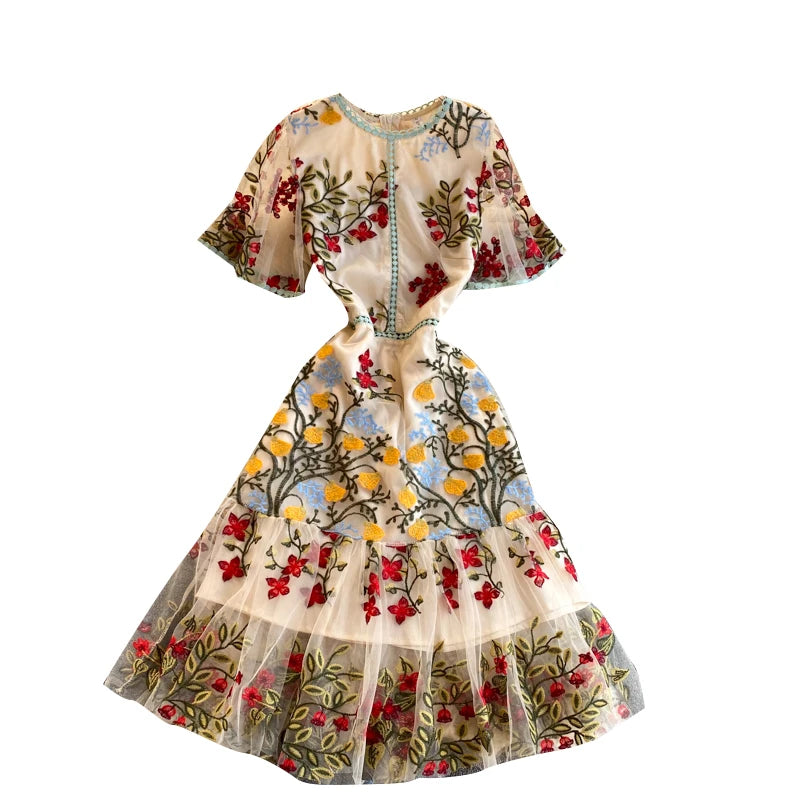 Margot Mesh Embroidery Dress
