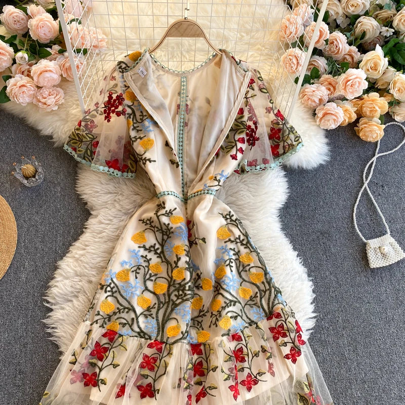 Margot Mesh Embroidery Dress
