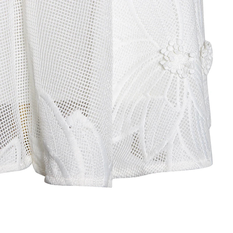 SImona White Dress with Long Sleeves