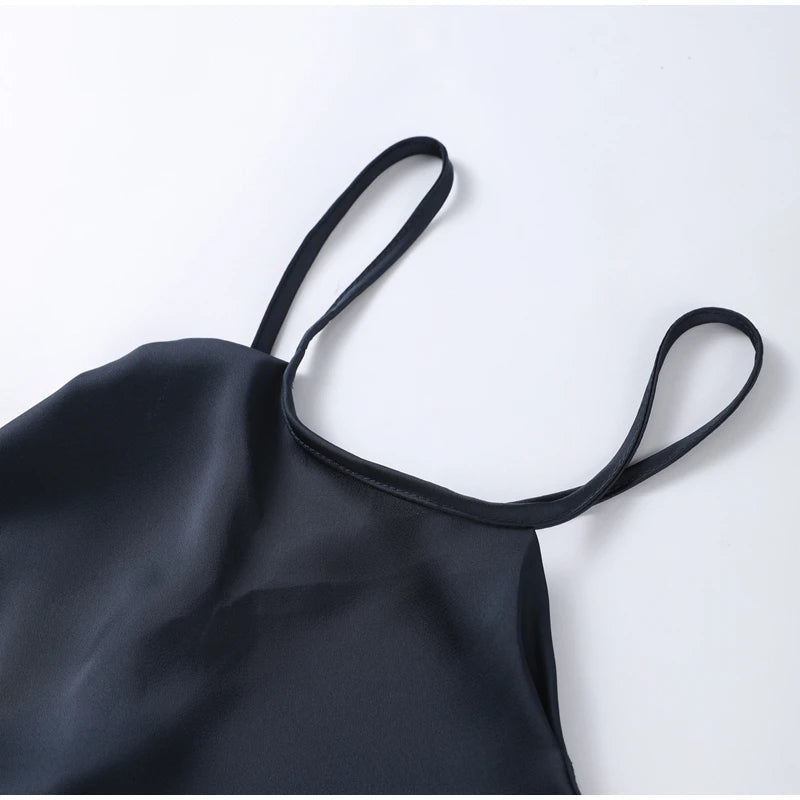 Audrey  Satin Halter Backless Maxi Dress
