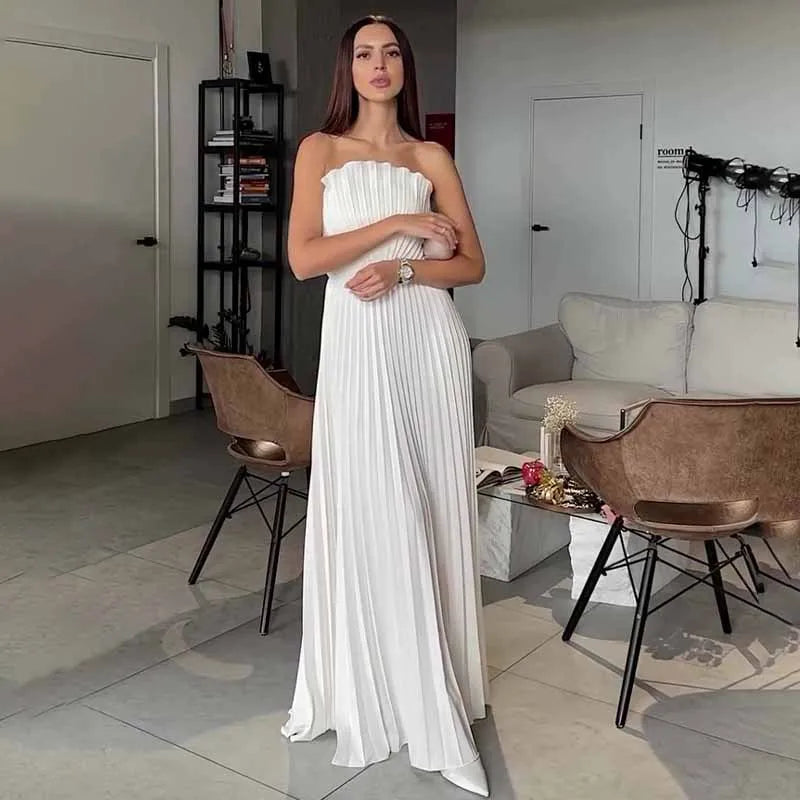 Mal Strapless Pleated Dress