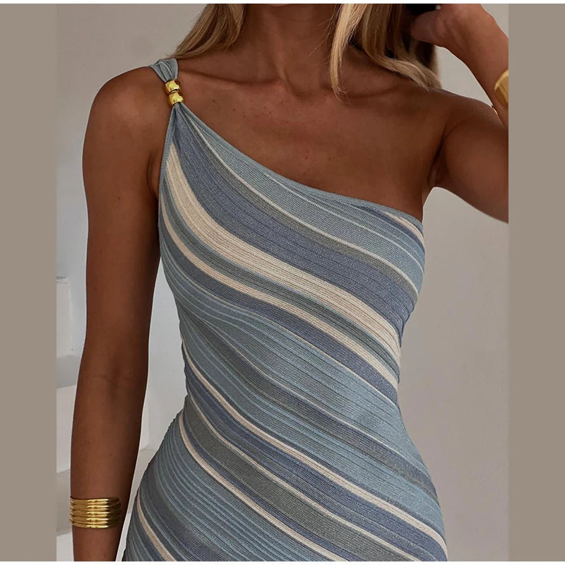 Sexy Rainbow Striped Short Dress