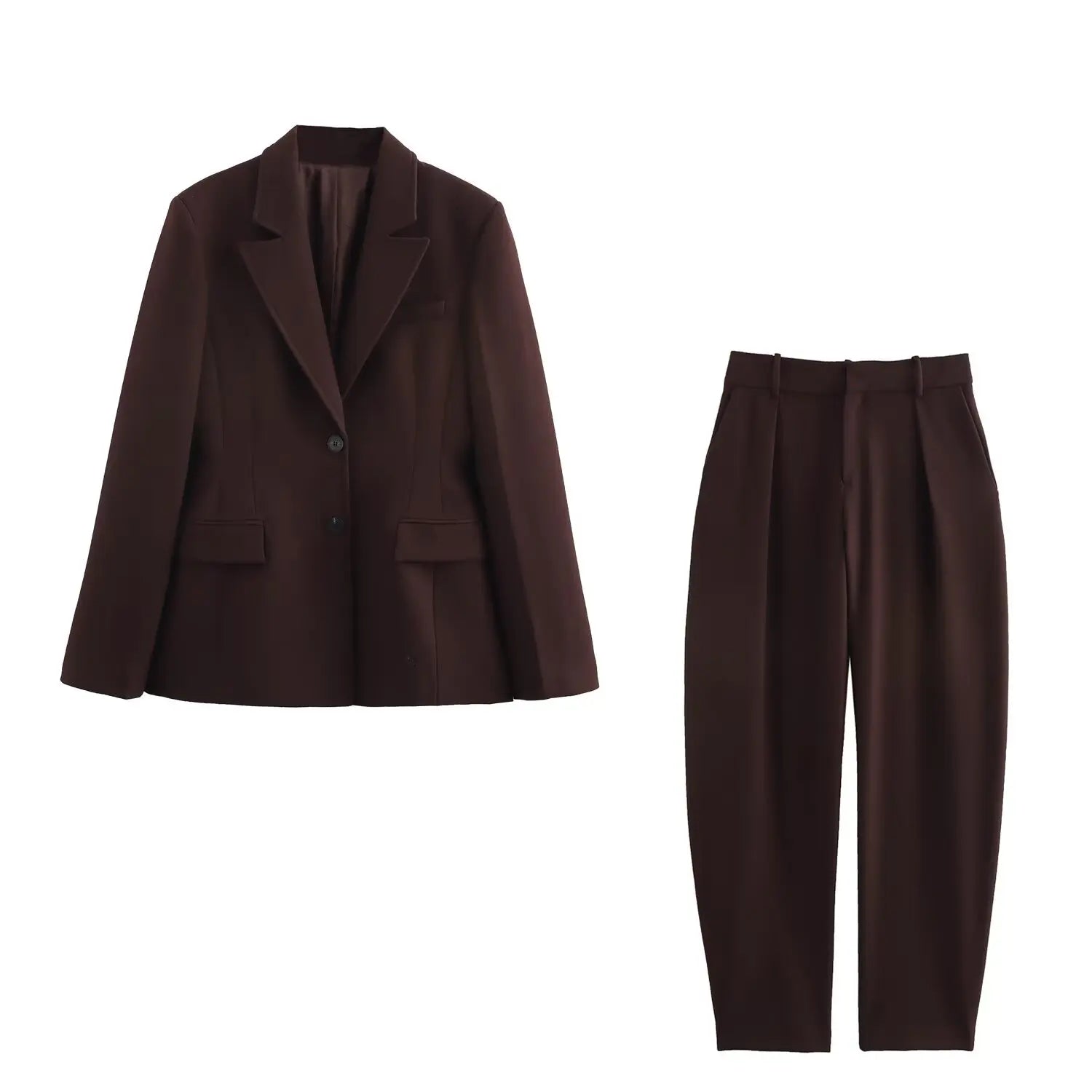 Deep Mocha Tailored Blazer Pants and Skirt Set
