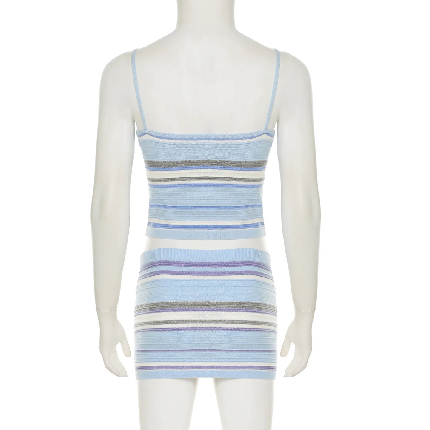 Striped Contrast Mini Skirt Set