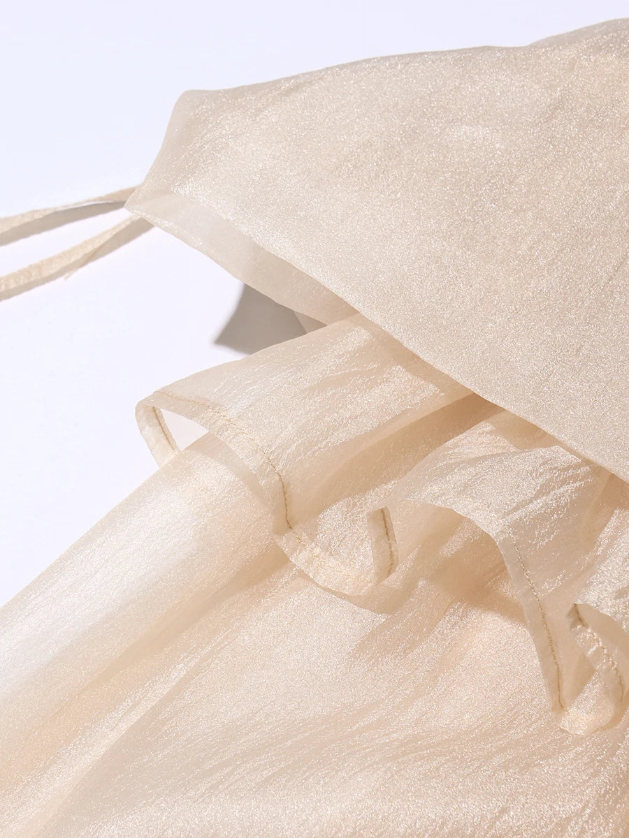 Airin Off Shoulder Mesh Ruffle Top Blouse