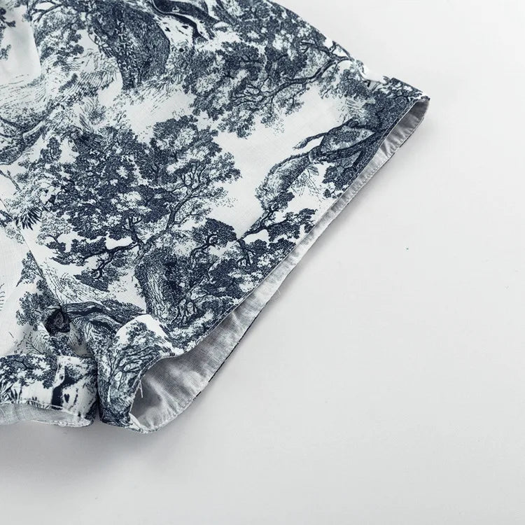 Gaby Floral Print Three Piece Shorts Set