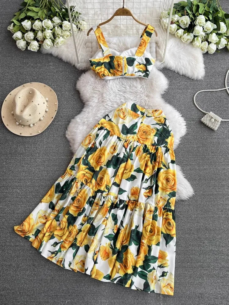 Summer Flower Skirt Set