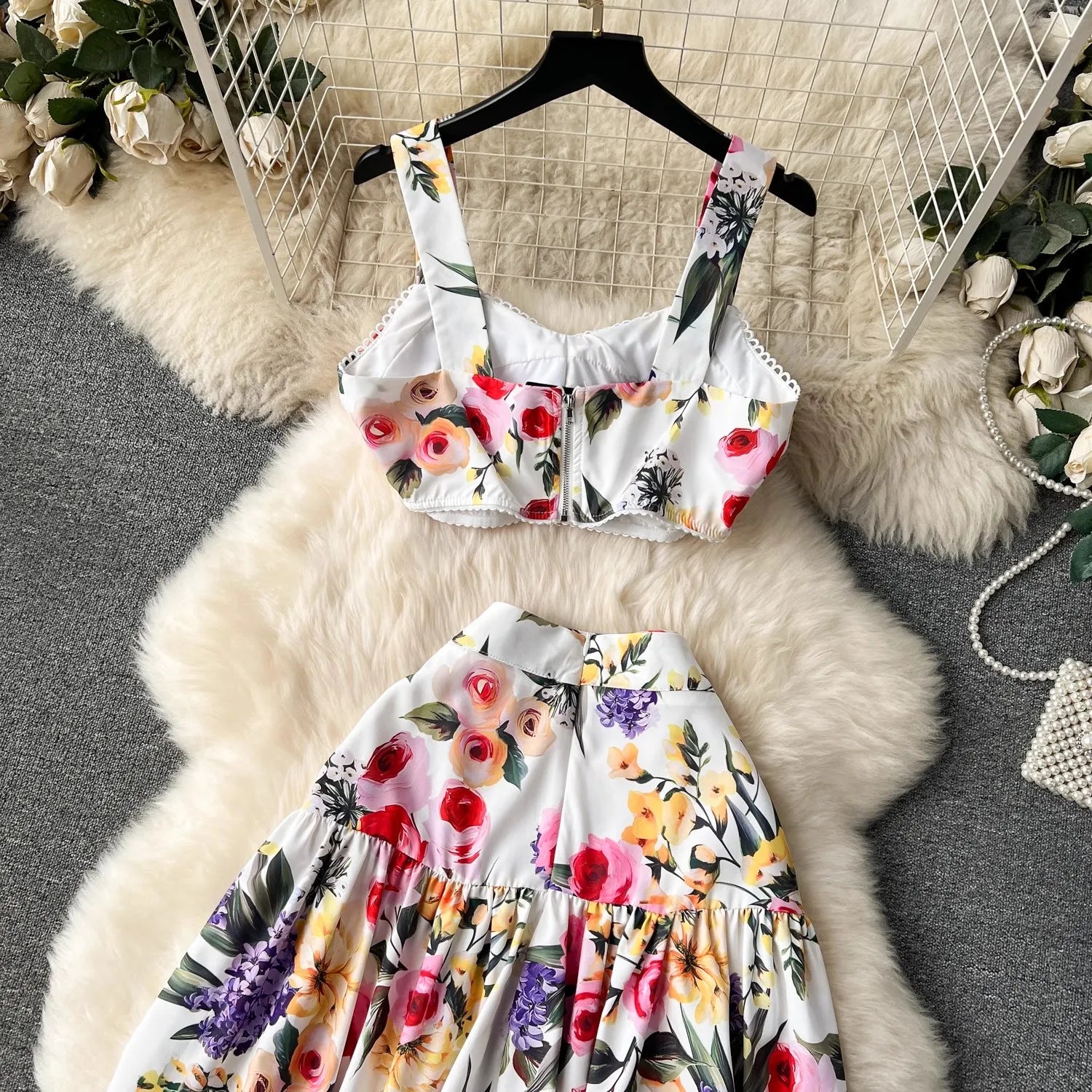Summer Flower Skirt Set
