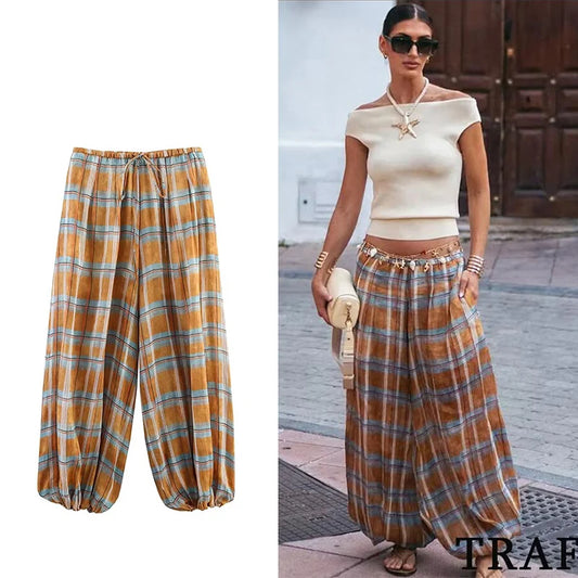 Plaid Printed Trousers
