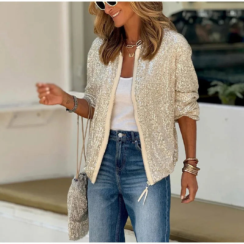 Sequin Zipper Jacket