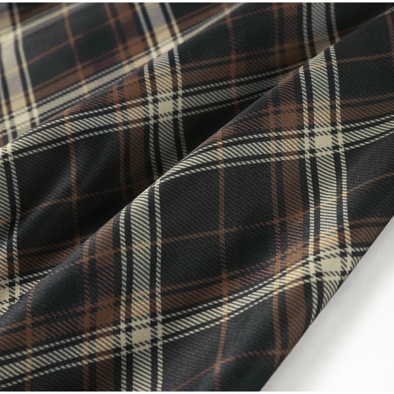 Asymmetric Plaid Slit Long Skirt