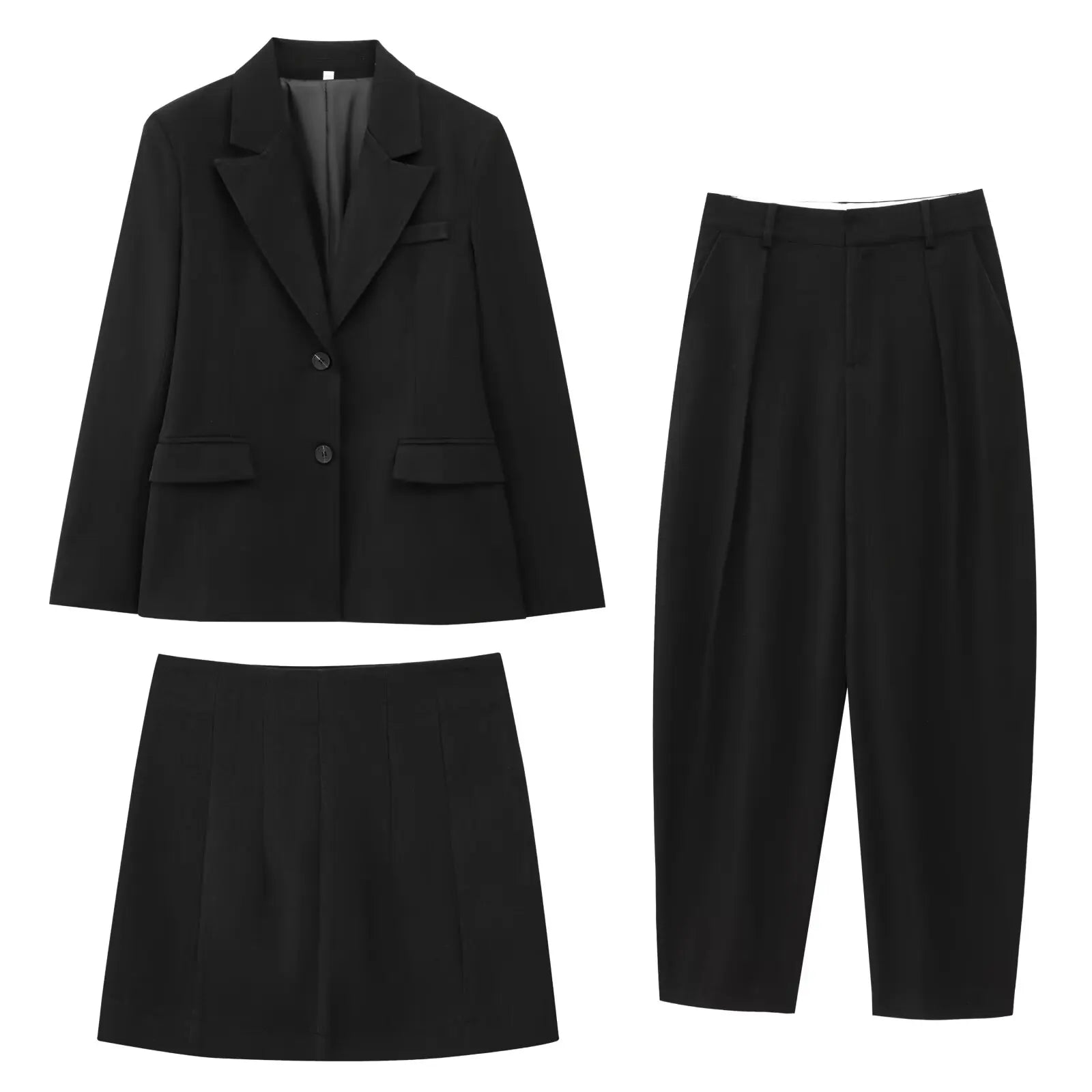 Deep Mocha Tailored Blazer Pants and Skirt Set