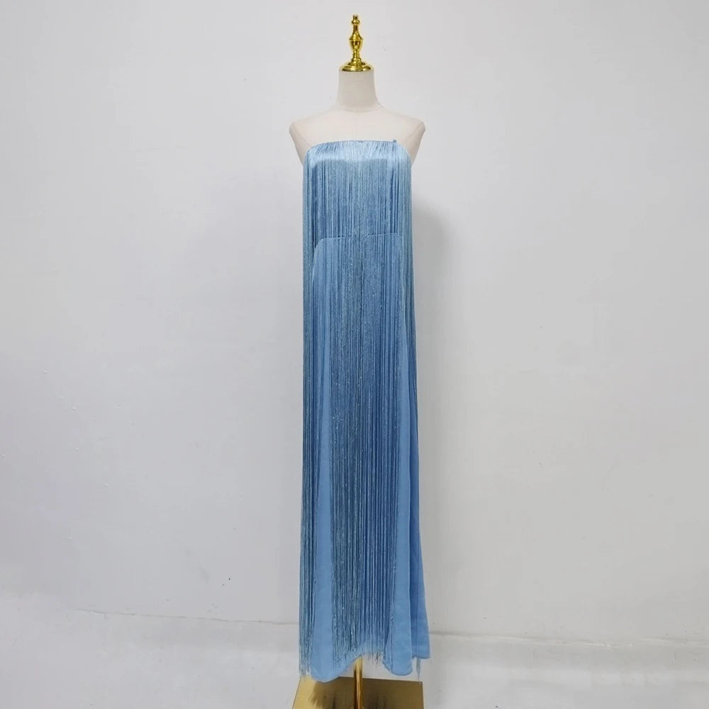 Icy Blue Tassels Dress