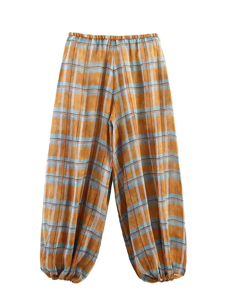 Plaid Printed Trousers