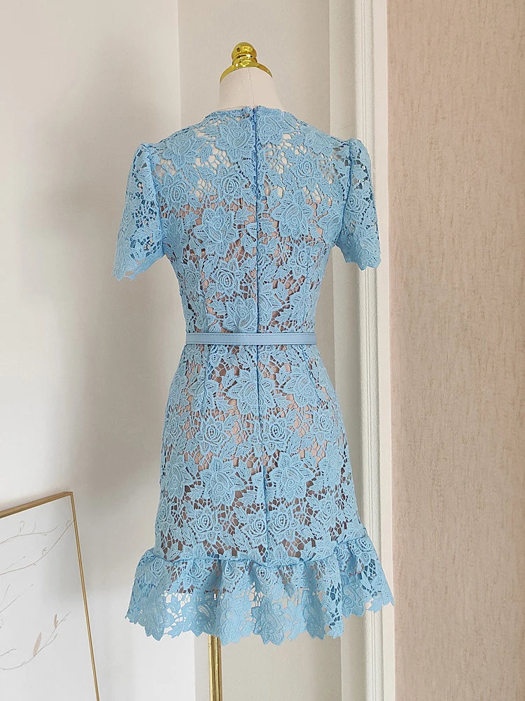 Blue Embroidery Dress