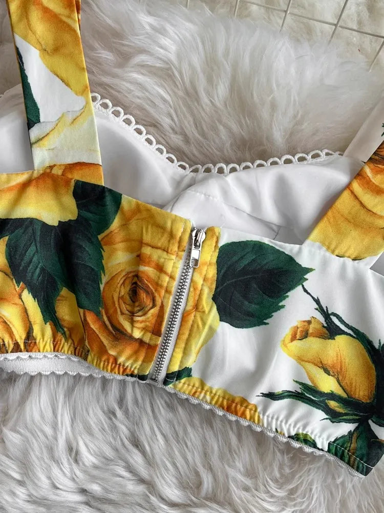 Summer Flower Skirt Set