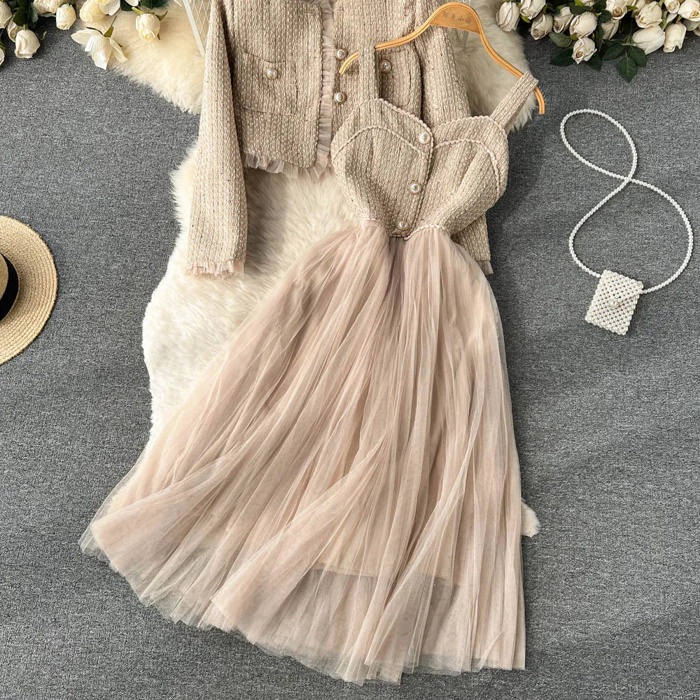 OMELLA Midi Dress +Tweed Jacket