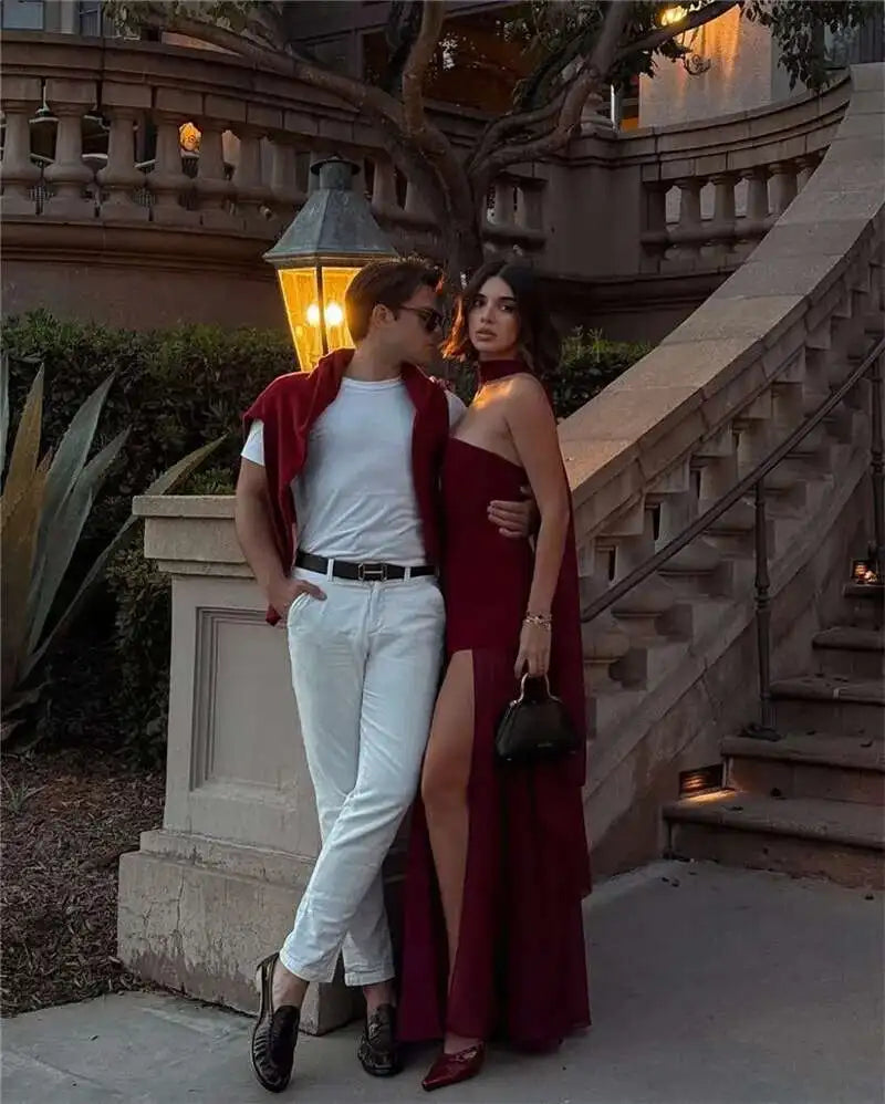 Miss Diva Backless Maxi Dress with Scarf