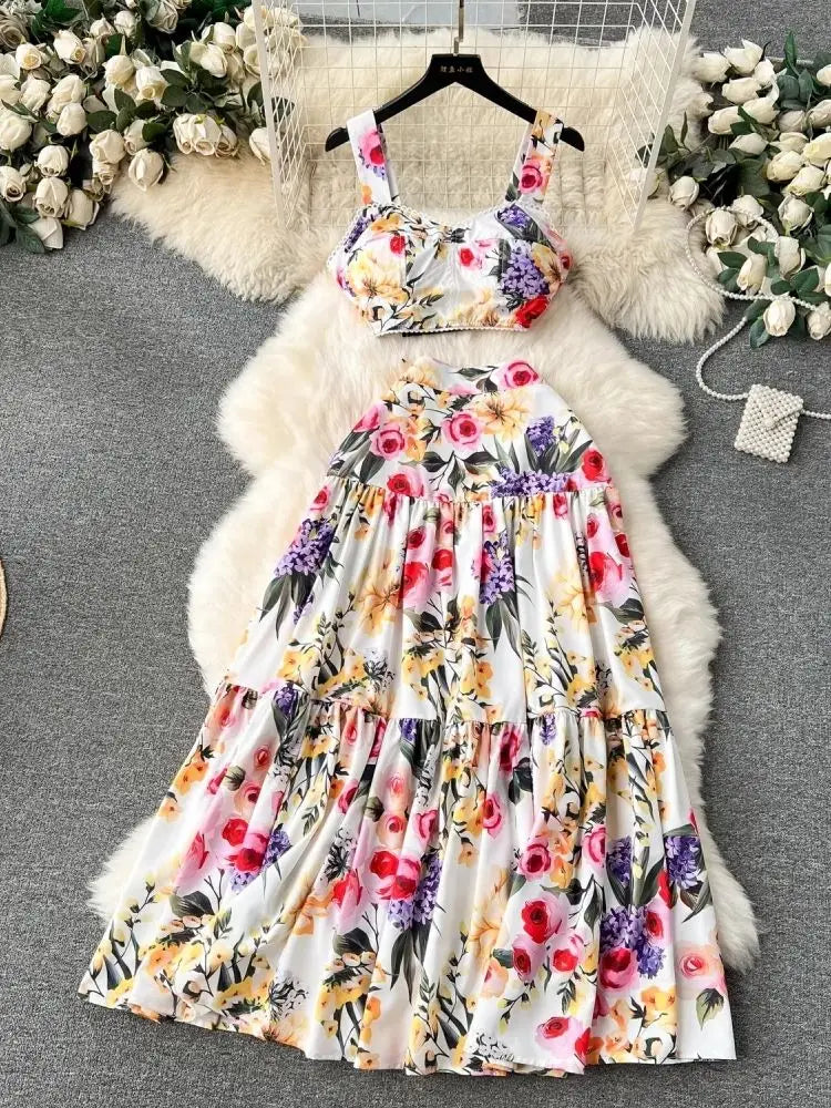 Summer Flower Skirt Set