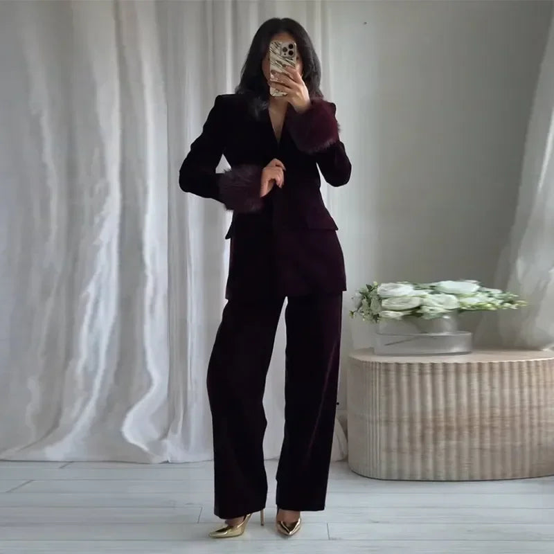 Velvet Blazer Pants Set