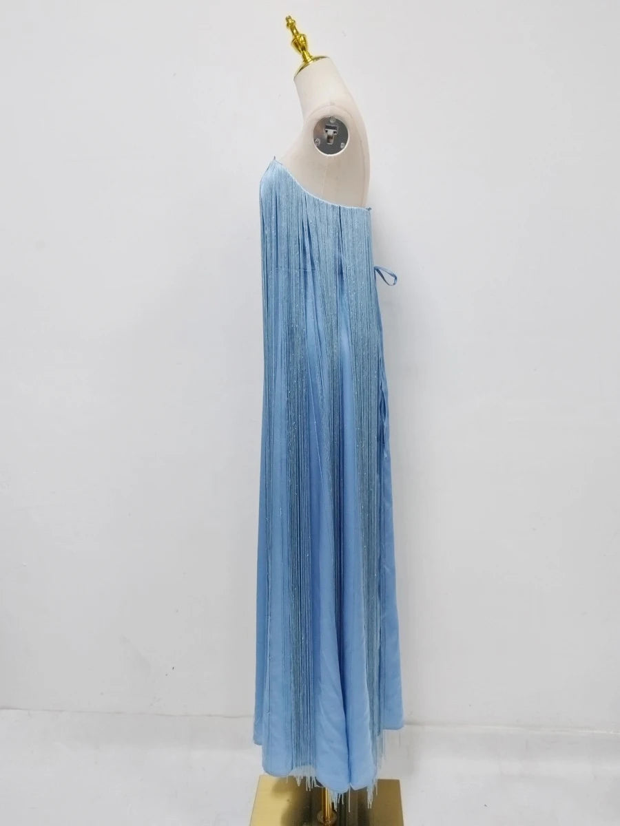 Icy Blue Tassels Dress