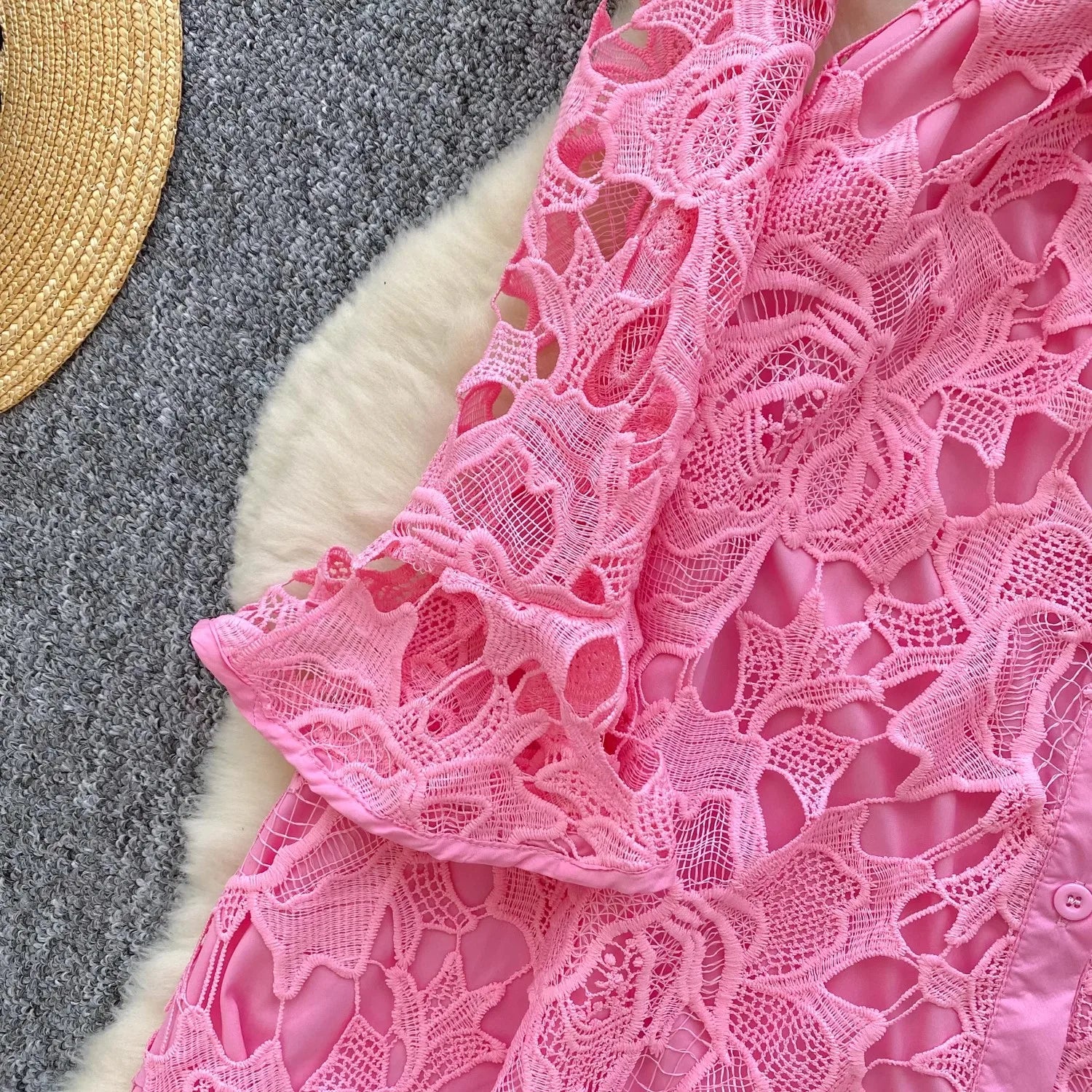 Caitline Flare Sleeve Stand Collar Maxi Dress