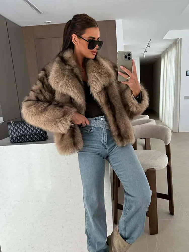 Gradient Faux Fur Coat