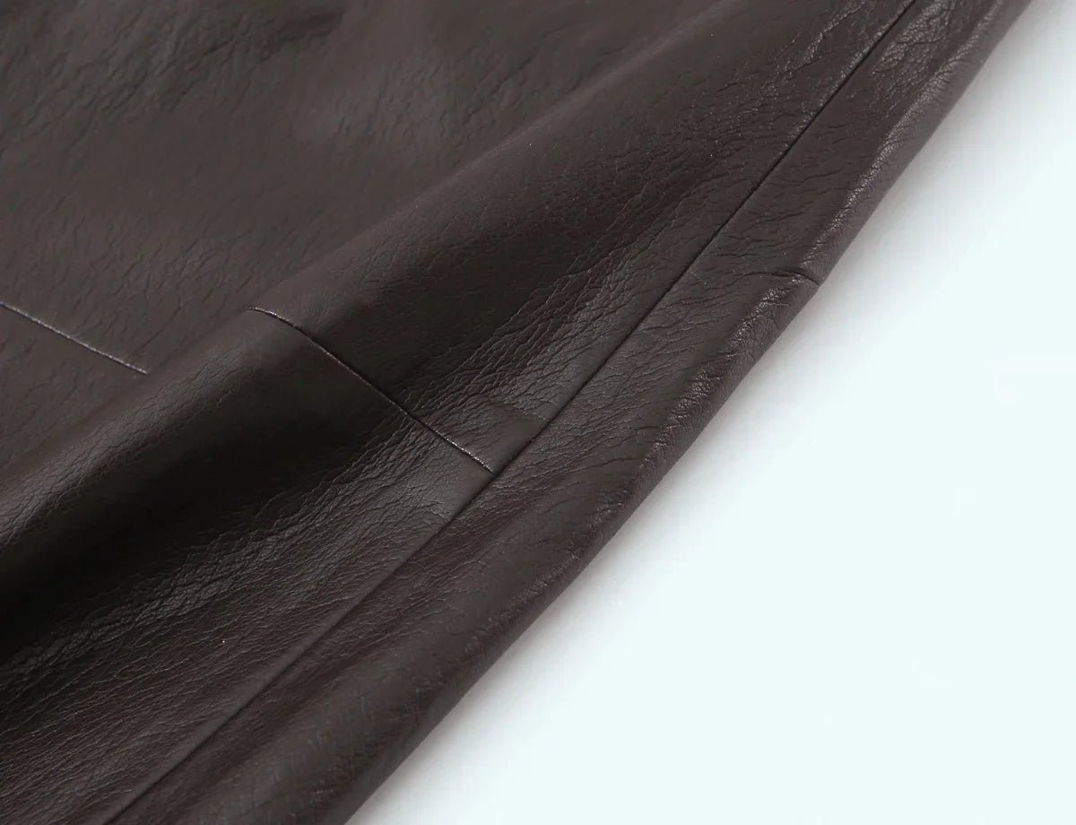 Leather Skirt Set with  Belt