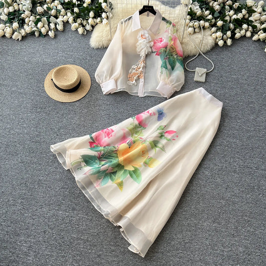 Evelina Chiffon Floral Set