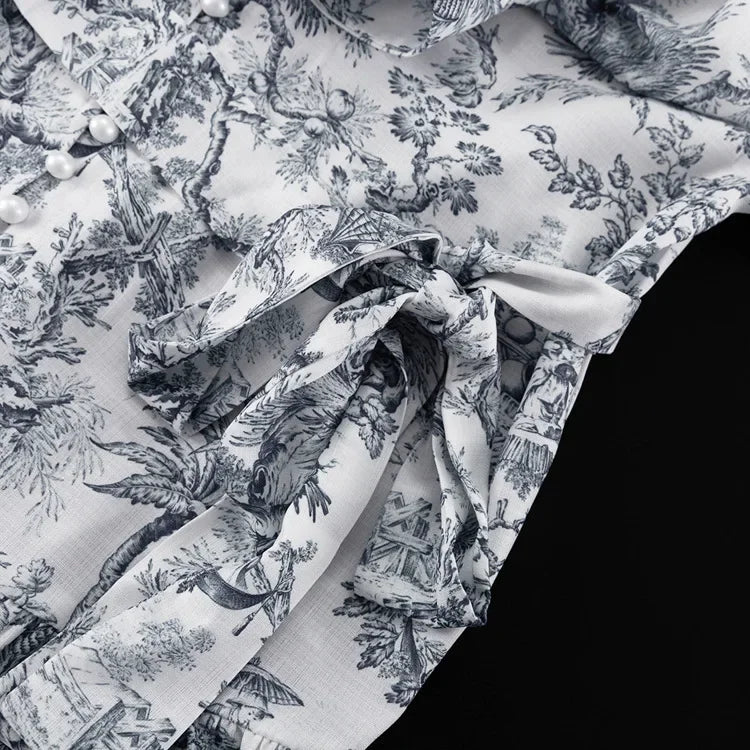 Marta Printed Mini Dress with Long Sleeve Slim Mini Dress