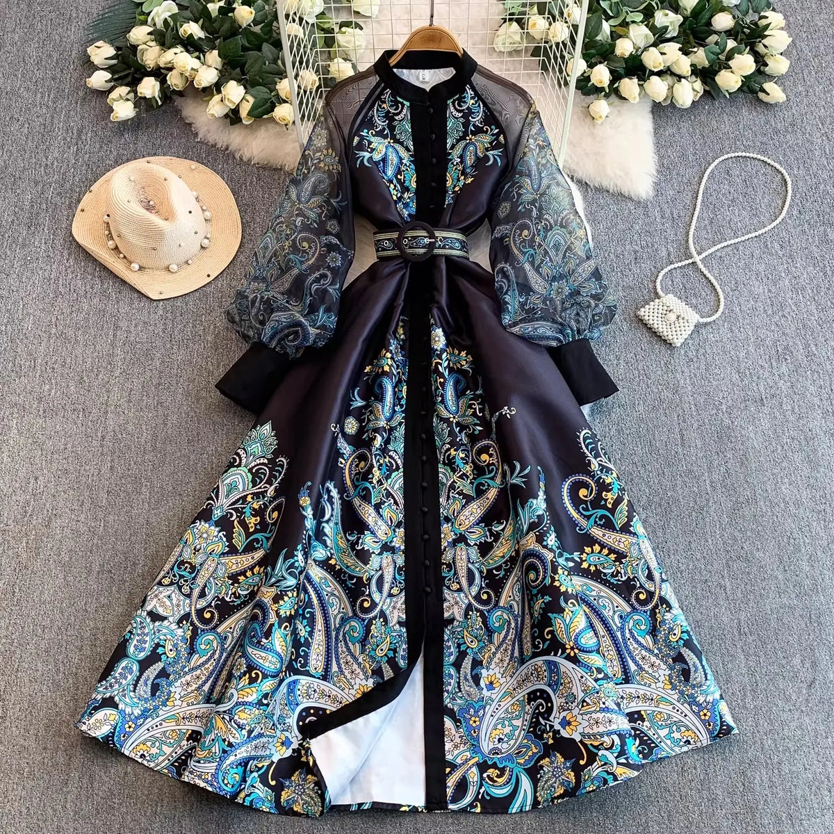 Paisley Printing Maxi Dress