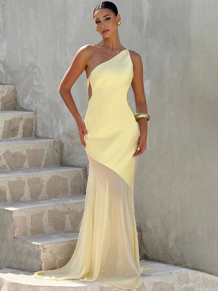 Kimberly One Shoulder Backless  Maxi Dress