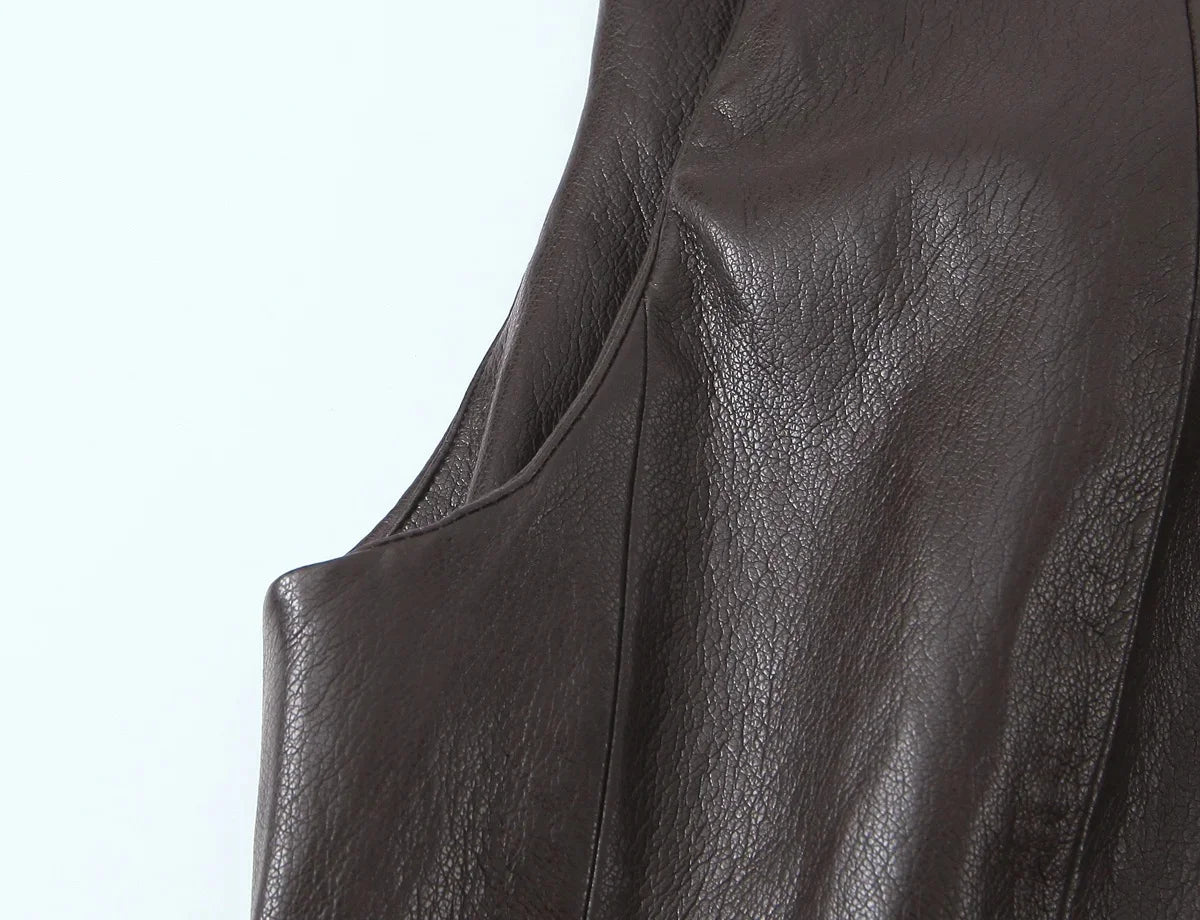 Leather Skirt Set with  Belt