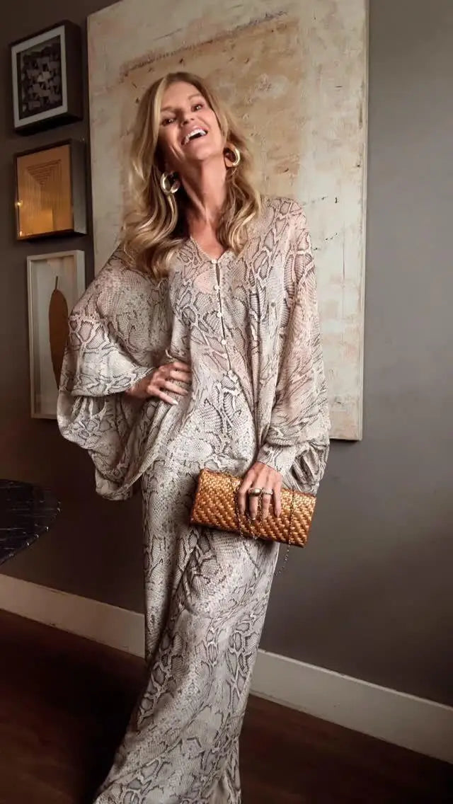 Boho Snake Print Pants Set