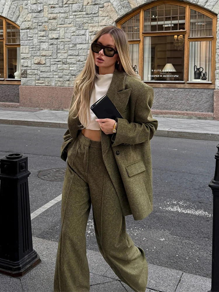 Woolen Blazer Pants Suit