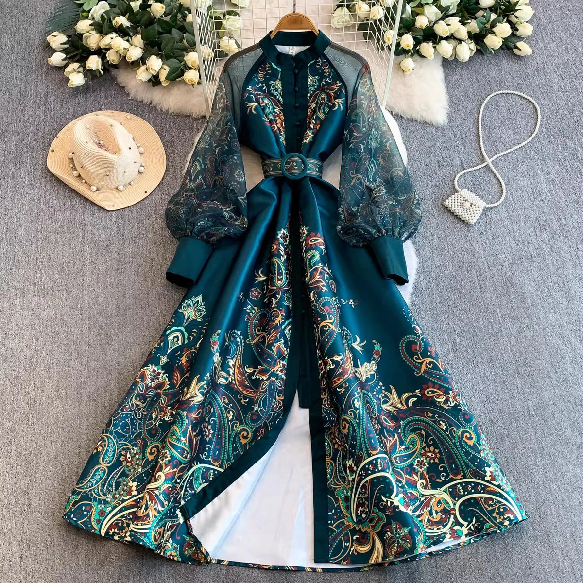 Paisley Printing Maxi Dress