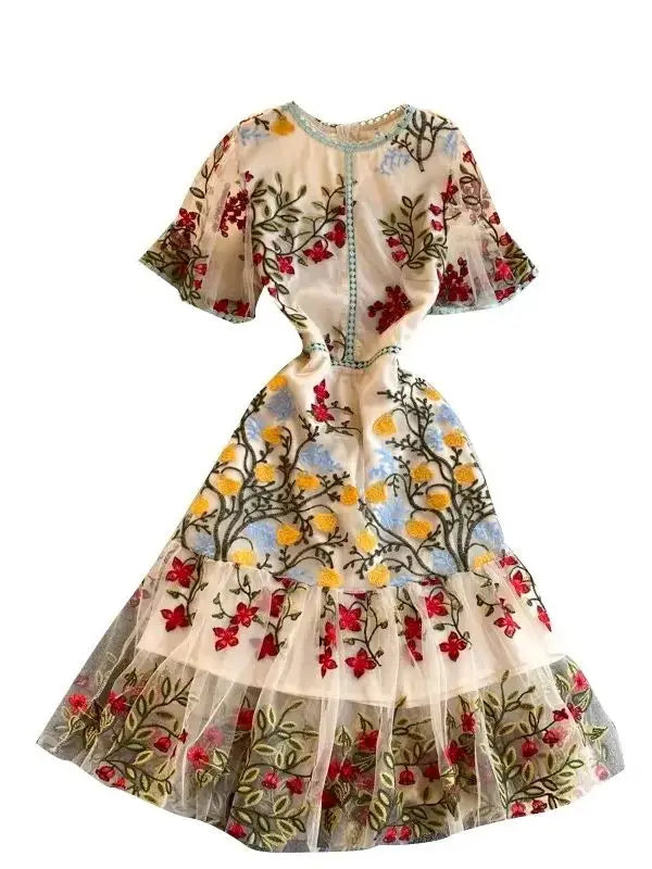 Margot Mesh Embroidery Dress