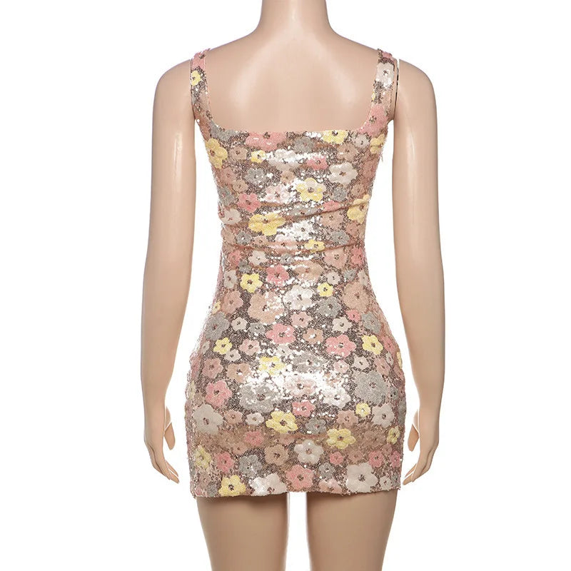 Floral Sequin Nightclub Dress