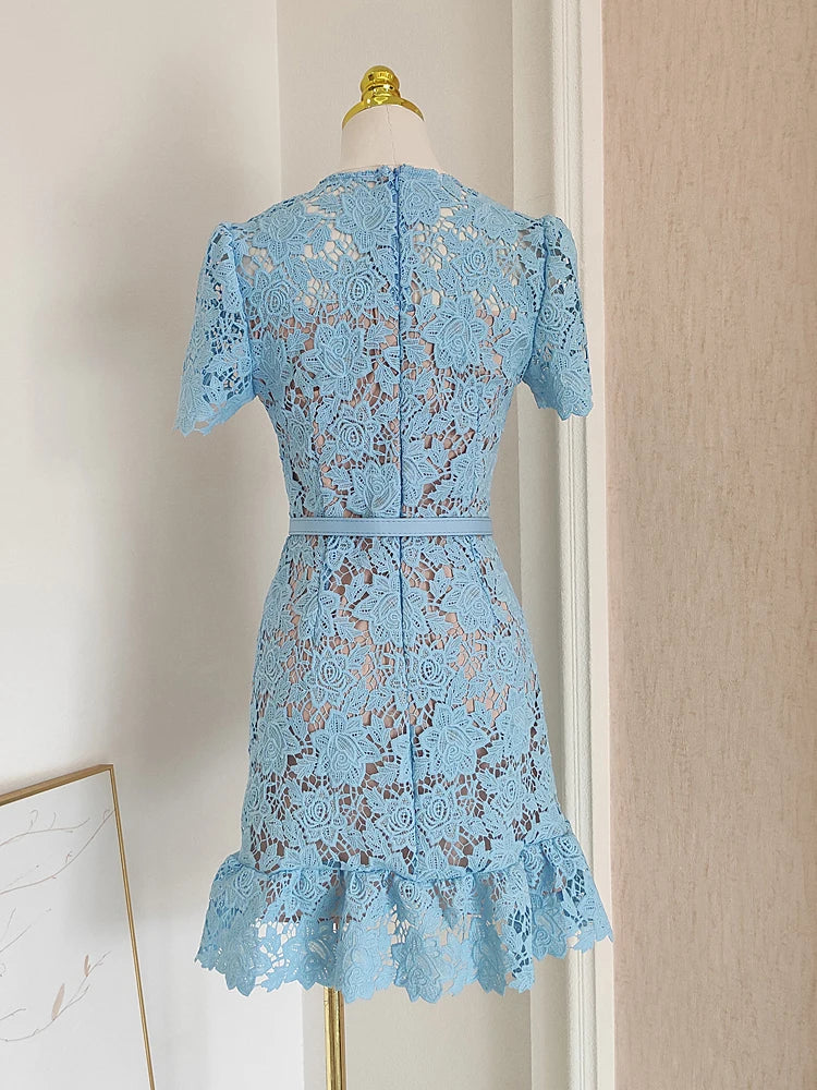 Blue Embroidery Dress