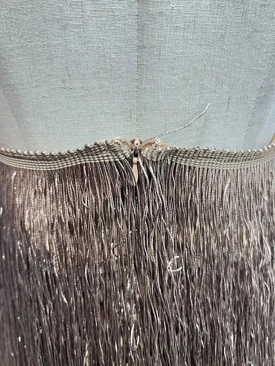 Gala Solid Spliced Tassel Dress