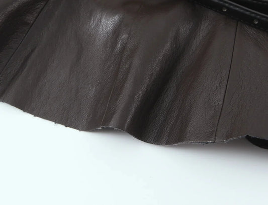 Leather Skirt Set with  Belt