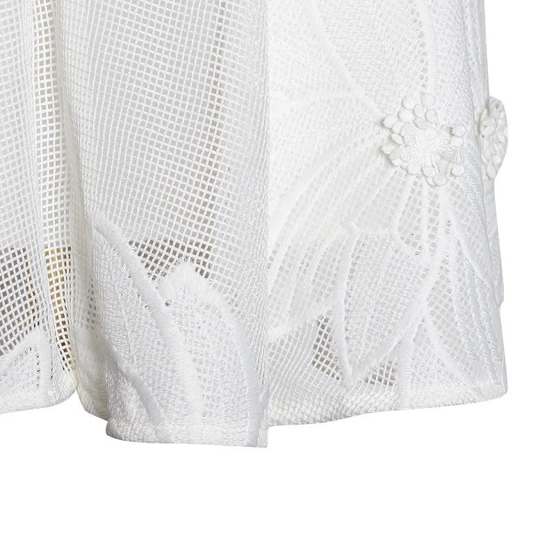 SImona White Dress with Long Sleeves