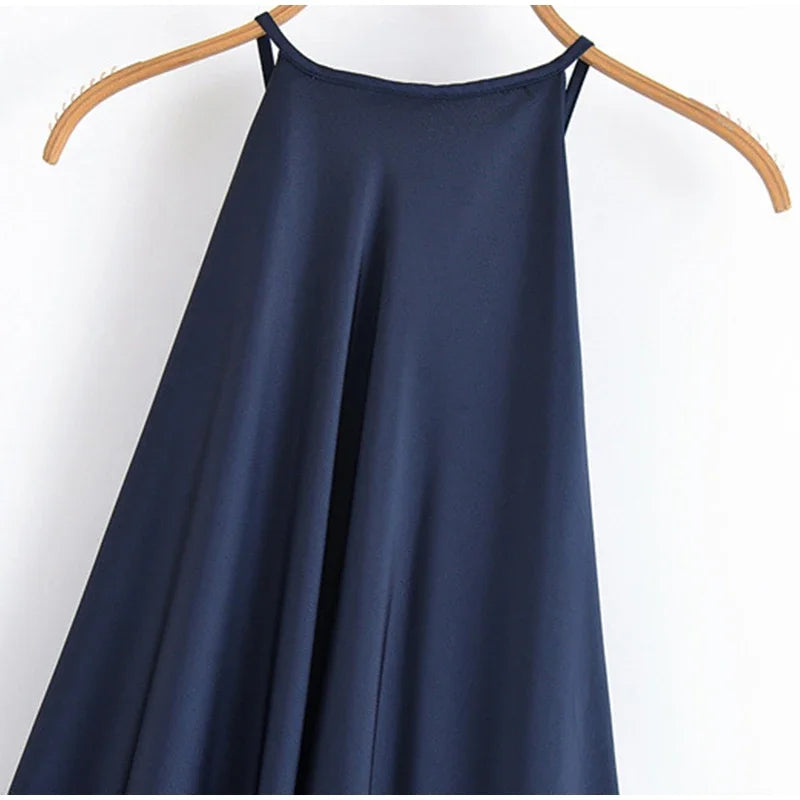 Audrey  Satin Halter Backless Maxi Dress